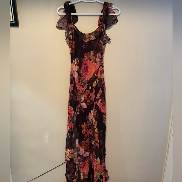 Kachel Anthropologie Lulu Flutter Sleeve Floral Maxi Slip Dress 6 Small Boho - Picture 3 of 9